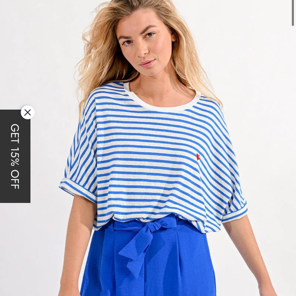 Molly Bracken Blue and White Striped Sailor Women's Top